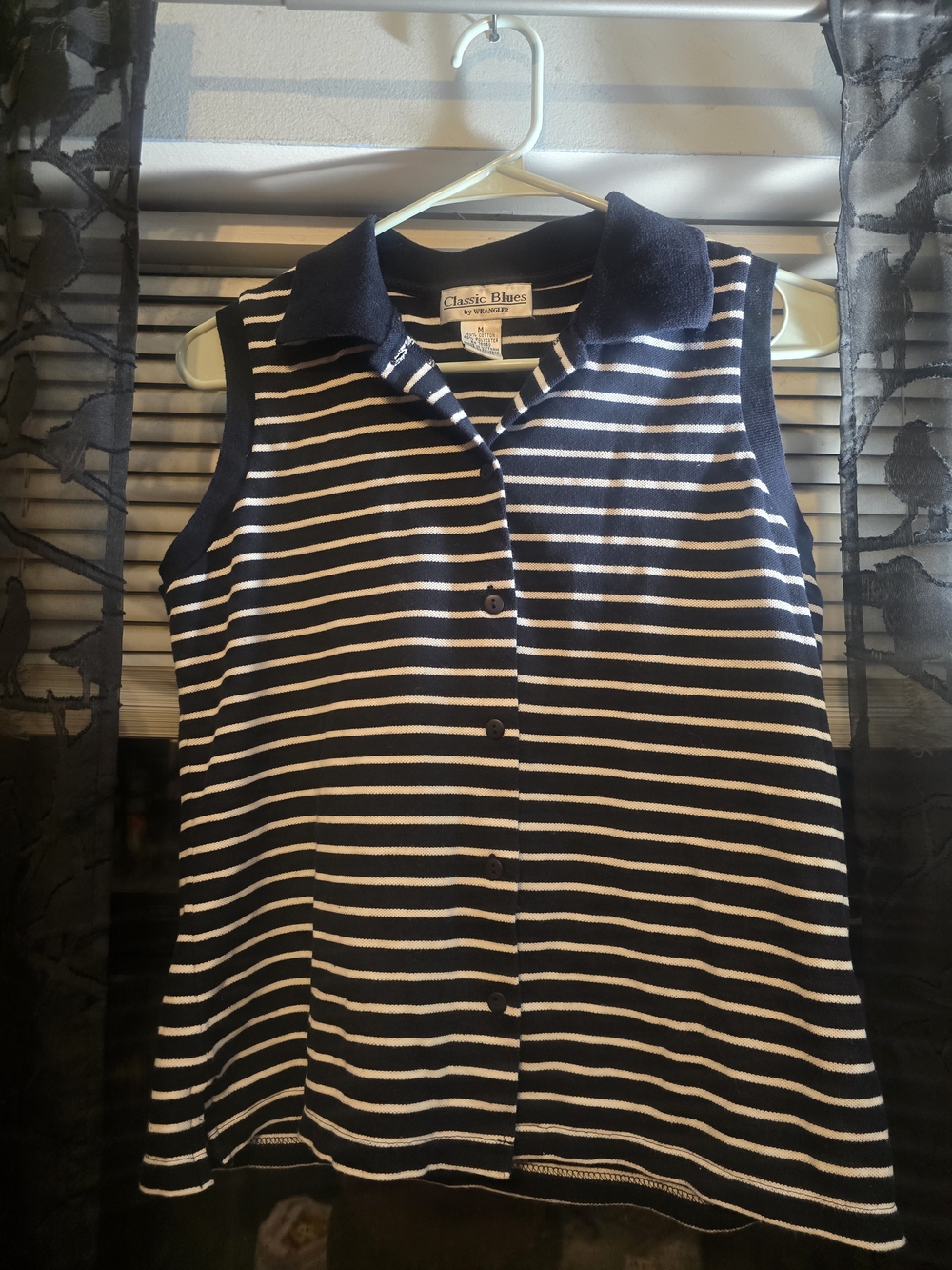 Classic Blues by Wrangler Navy & White Striped Sleeveless Polo Top